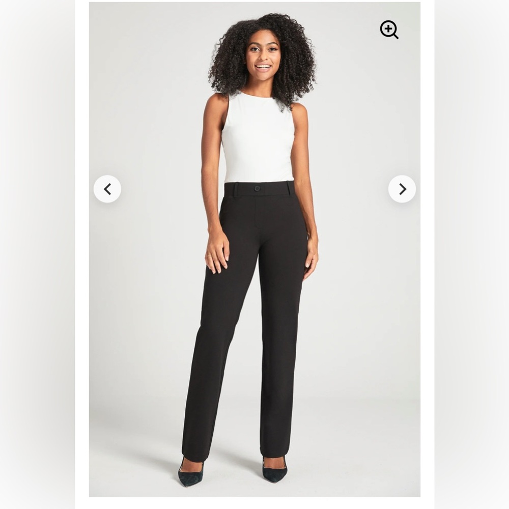 Betabrand Classic Dress Pant Yoga Pant Straight Leg - Black 2XL Petite